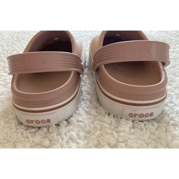 Crocs unisex platform off court clog sandals, pink clay, slip on, W 7 M 5 - Picture 3 of 9